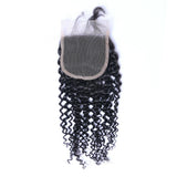 Deep Curly Virgin Human Hair Natural Black Closure