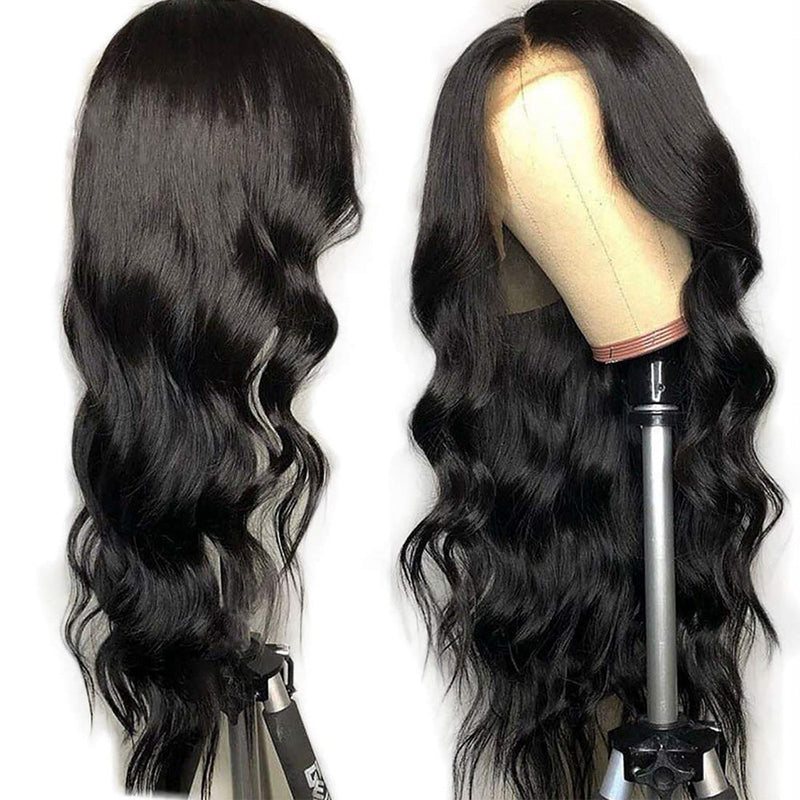 Body Wave Full Frontal 13*4 Transparent Lace Wig Naturlal Black