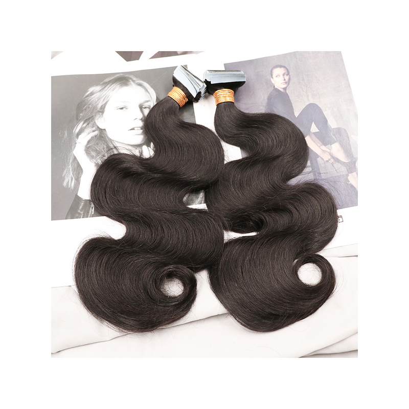 Body Wave Virgin Human Hair Tape In Natural Black  (40pcs/100grams)