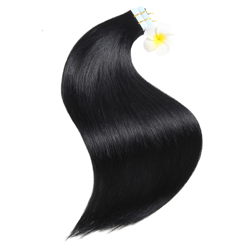 Straight Virgin Human Hair  Tape In Natural Black (40pcs/100grams)